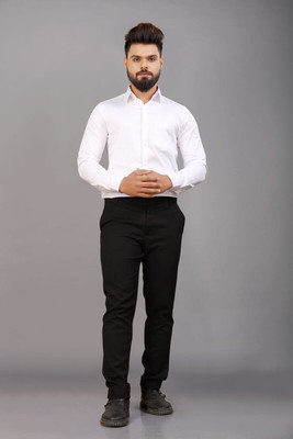 Alpeshshirt Men Striped Formal White Shirt