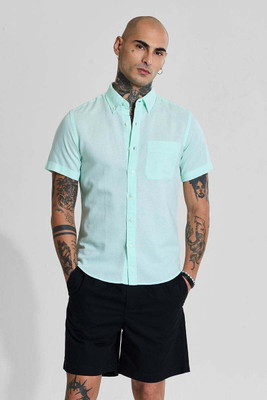 Snitch Men Solid Casual Light Blue Shirt