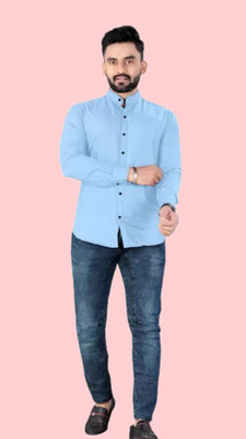 StellLIFESTYLE Trend Men Solid Casual Blue Shirt