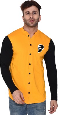 tfurnish Men Printed Casual Yellow Shirt