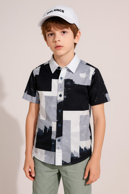 Unic Fashions Boys Printed Casual Light Blue Shirt