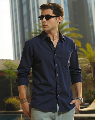 MAYKR Women Solid Casual Blue Shirt