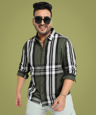 Instafab Plus Men Printed Casual Dark Green Shirt
