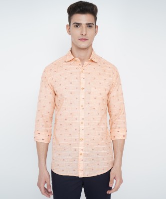 VERTUSY Men Self Design Casual Orange Shirt