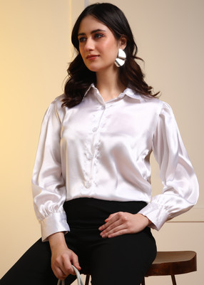 METRONAUT Women Solid Casual White Shirt
