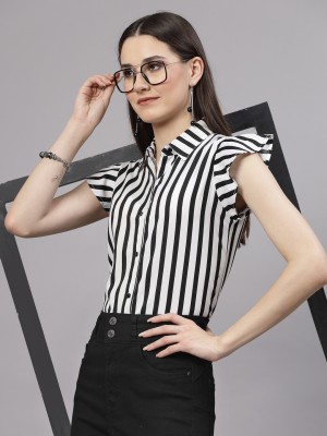 Style Quotient Women Striped Casual Black Shirt