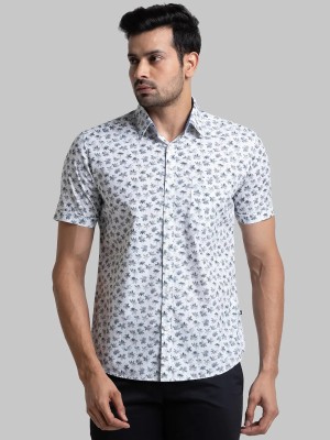 PARX Men Floral Print Casual White, Grey Shirt