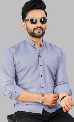VezVoR Men Solid Casual Grey Shirt