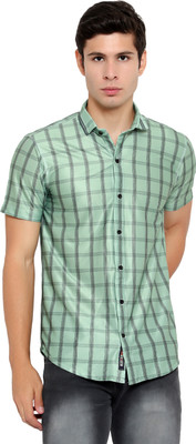 HR ENTERPRISE Men Checkered Casual Light Green Shirt