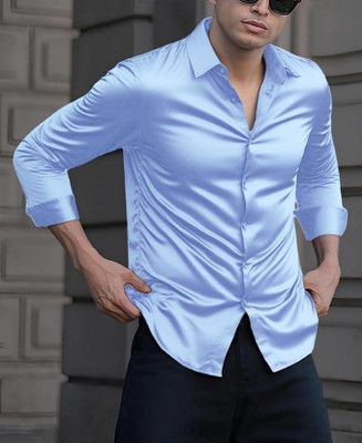 SATADHAR ENTERPRISE Men Solid Casual Light Blue Shirt