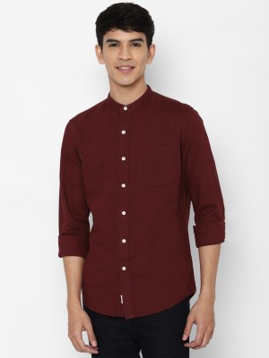 American Eagle Outfitters Men Solid Casual Maroon Shirt