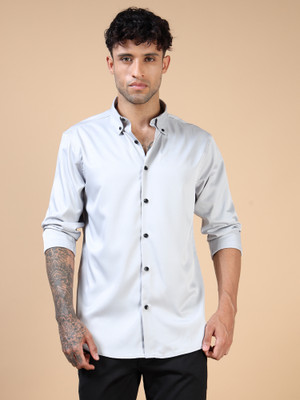 GORYLA Men Solid Formal Silver Shirt