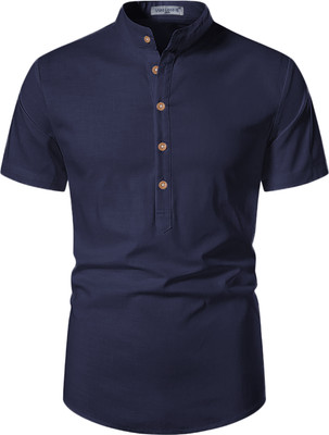 UNIFAV Men Solid Straight Kurta(Dark Blue)