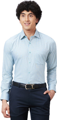 Raymond Men Self Design Formal Green Shirt