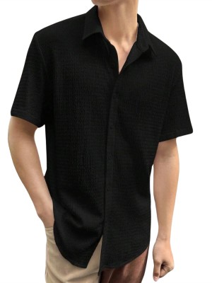 KHANJAN FASHION Men Solid Casual Black Shirt