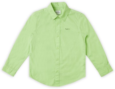 Pepe Jeans Boys Solid Casual Light Green Shirt