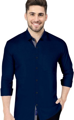 VTEXX Men Solid Formal Dark Blue Shirt