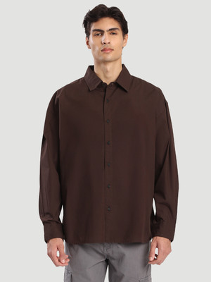 Bene Kleed Men Solid Casual Brown Shirt