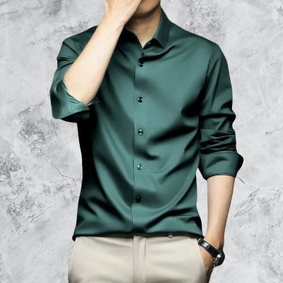 SATADHAR ENTERPRISE Men Solid Casual Green Shirt