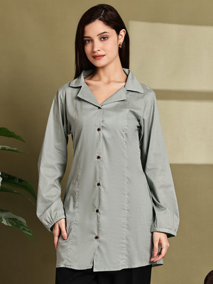 Aarsha Women Solid Casual Green Shirt