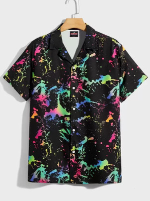 COMBRAIDED Men Printed Casual Brown, Yellow, Beige Shirt