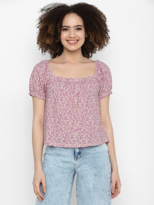 American Eagle Outfitters Casual Floral Print Women Purple Top