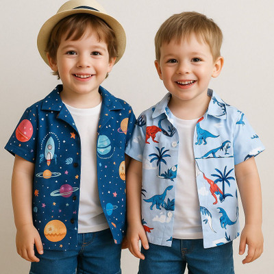 SVNFashion Boys Printed Casual Multicolor Shirt(Pack of 2)