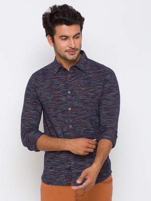 BEING HUMAN Men Printed Casual Blue Shirt