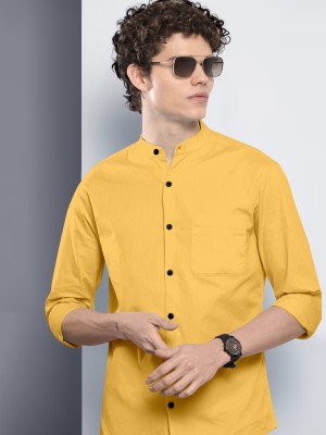 JUHIL BAZAR Men Solid Casual Yellow Shirt