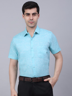 JAINISH Men Self Design Formal Light Blue Shirt