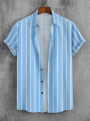 SEVENTEENSTITCH Men Printed Casual Blue Shirt