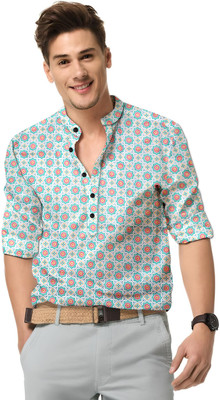 Dgshoppers Men Printed Formal Light Blue Shirt
