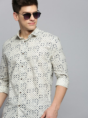 SHOWOFFFF Men Printed Casual Beige Shirt