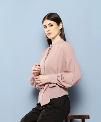 CHEMISTRY Women Solid Casual Pink Shirt