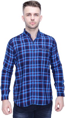 KUONS AVENUE Men Checkered Casual Blue Shirt