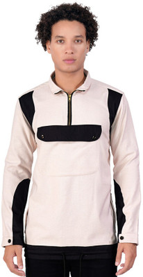 french crown Solid Men Polo Neck Beige T-Shirt