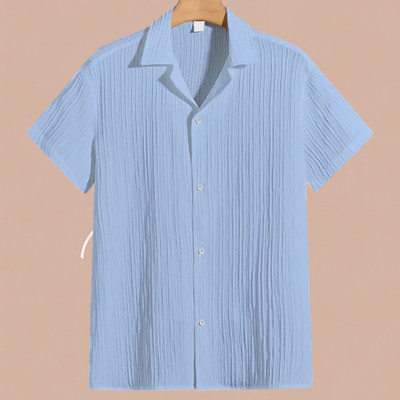 Jenil Fashion Men Self Design, Solid Casual Light Blue Shirt