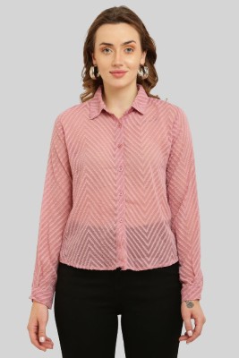 Houseofchic Women Self Design Casual Pink Shirt