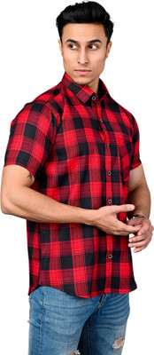 BlackLilly Men Checkered Casual Red Shirt