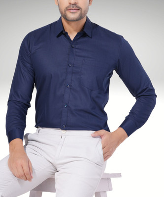 Jumii Enterprise Men Solid Formal Dark Blue Shirt