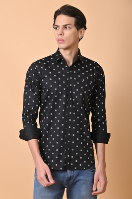 Lee Cross Men Printed Casual Black Shirt