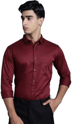 jagrutifashion Men Solid Formal Maroon Shirt