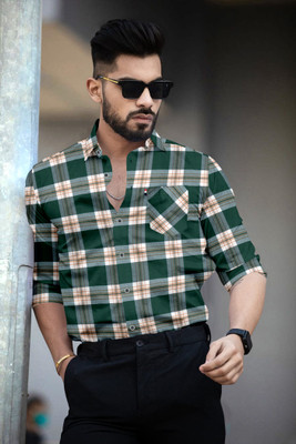 TryTheTrend Men Printed Casual Green Shirt