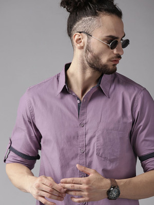 Roadster Men Solid Casual Purple Shirt