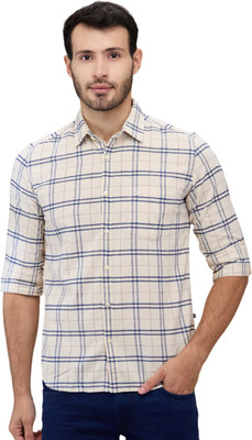 PARX Men Checkered Casual Brown Shirt