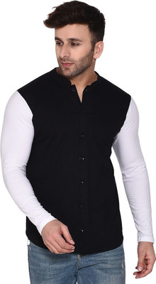 HouseOfCommon Men Self Design Casual Black Shirt