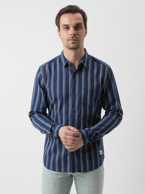 Wrangler Men Checkered Casual Blue Shirt