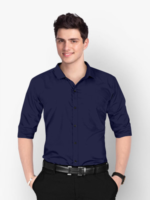 CHEAPSHIRTS Men Solid Casual Dark Blue Shirt