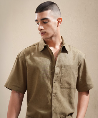 HIGHLANDER Men Solid Casual Khaki Shirt