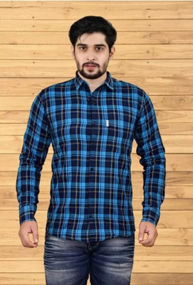 Arthz Fashion Trend Men Checkered Casual Black, Blue Shirt